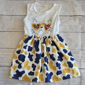 SHEIN Yellow and White Sleeveless Sundress